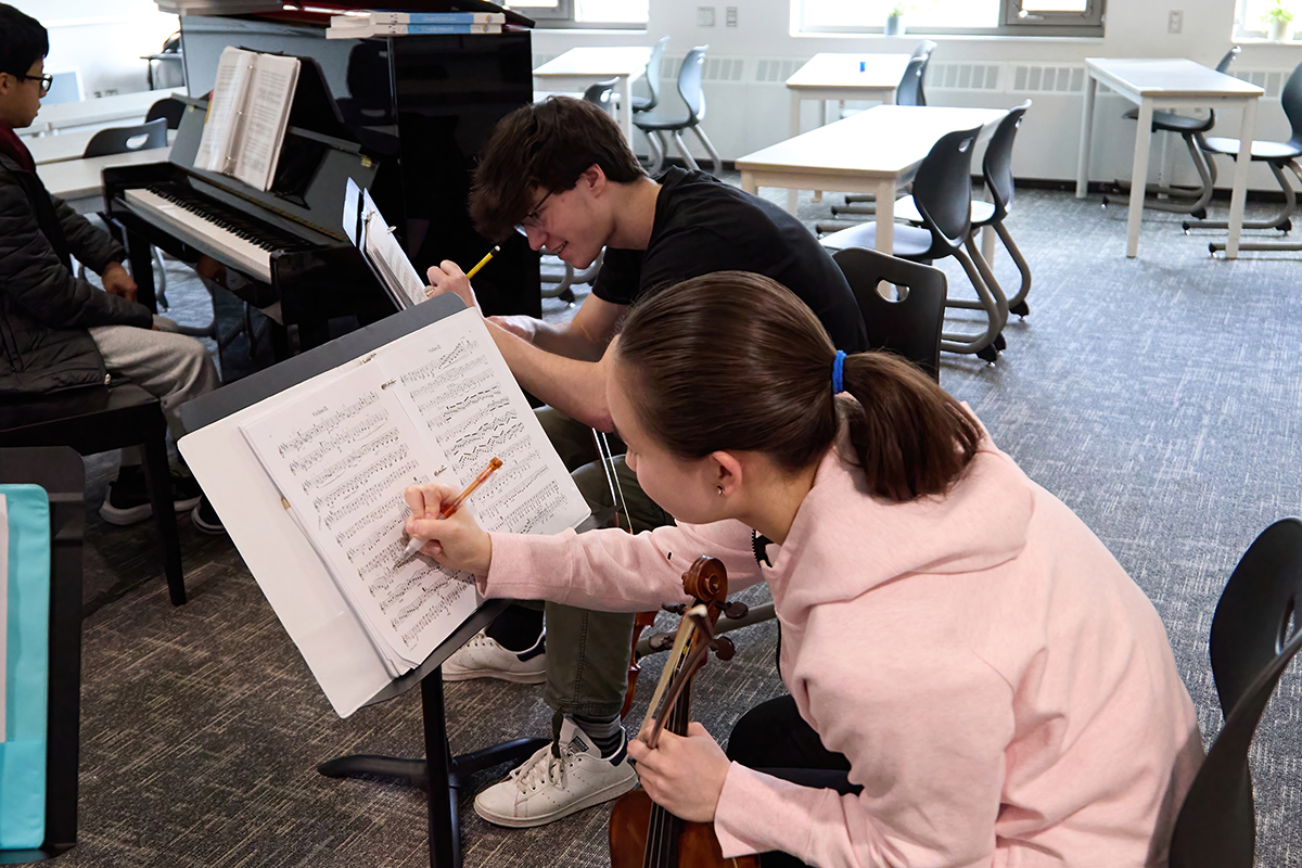Conservatory Students at Music Stand